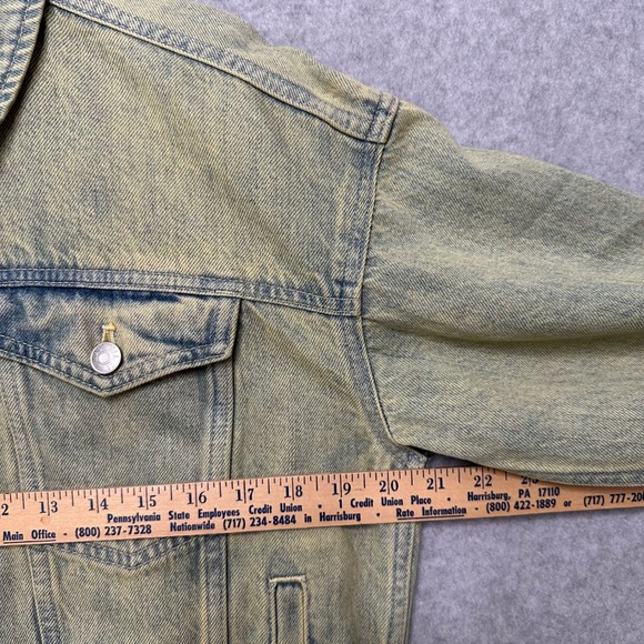 Madewell Denim Jacket Distressed Acid Wash Green Blue Jean Trucker Womens Small - Picture 9 of 10